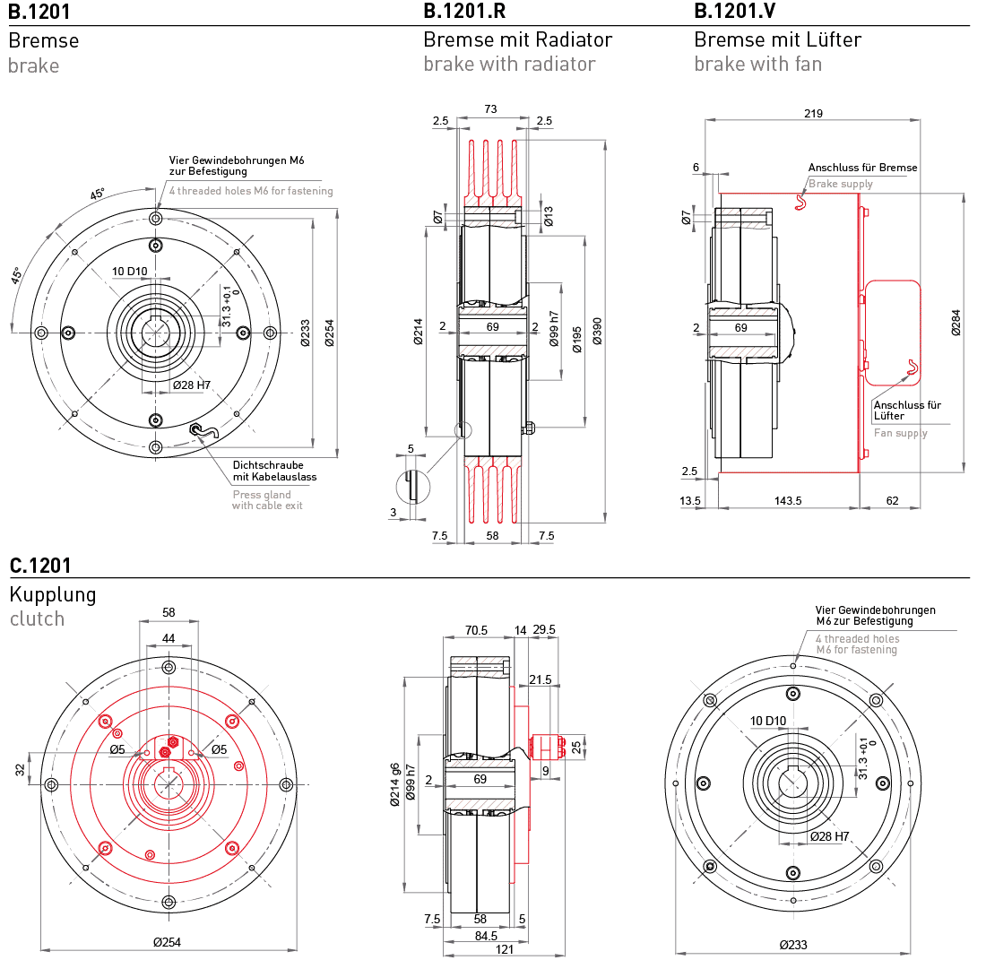 Dessin technique frein à particules magnétiques