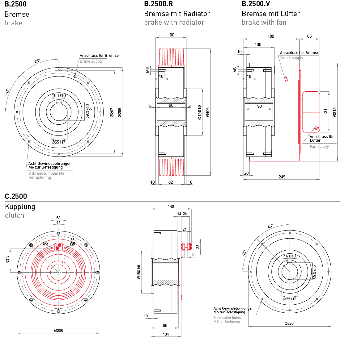 Dessin technique frein à particules magnétiques