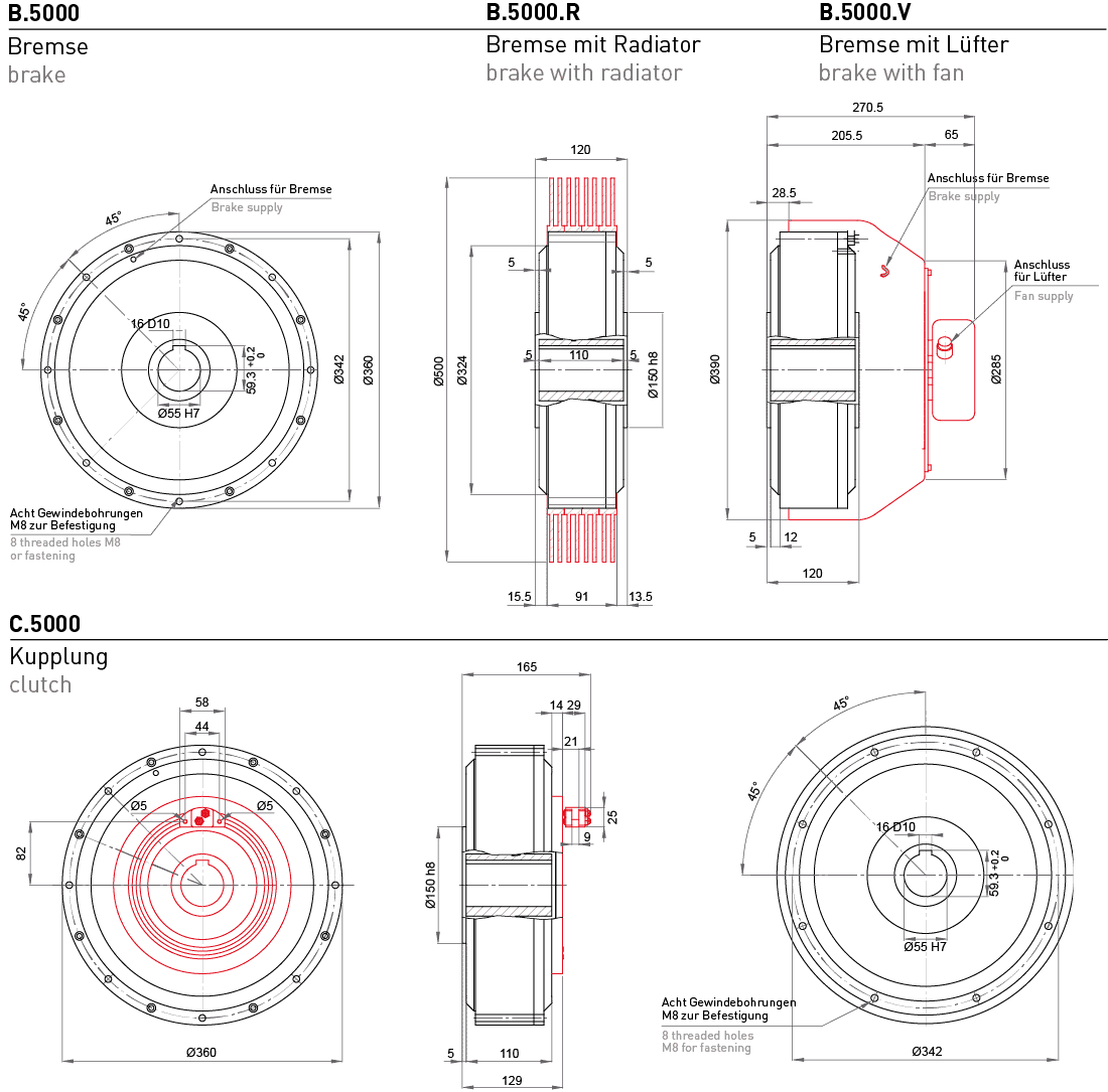 Dessin technique frein à particules magnétiques